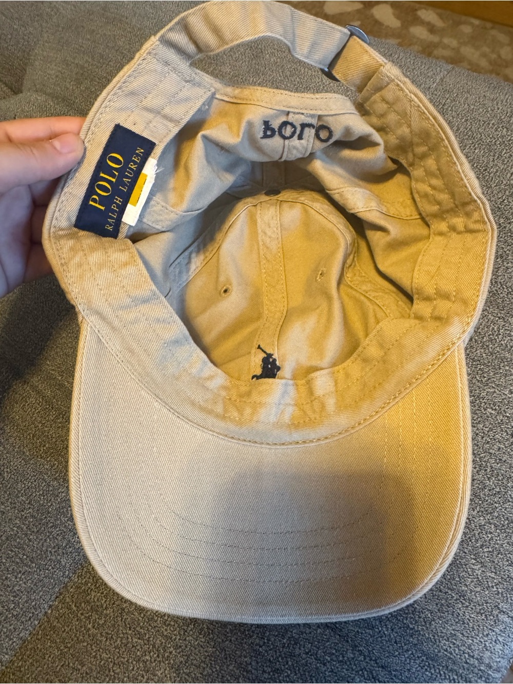 Mens Polo Cap Ball-cap Hat Brown Beige - Picture 2 of 3